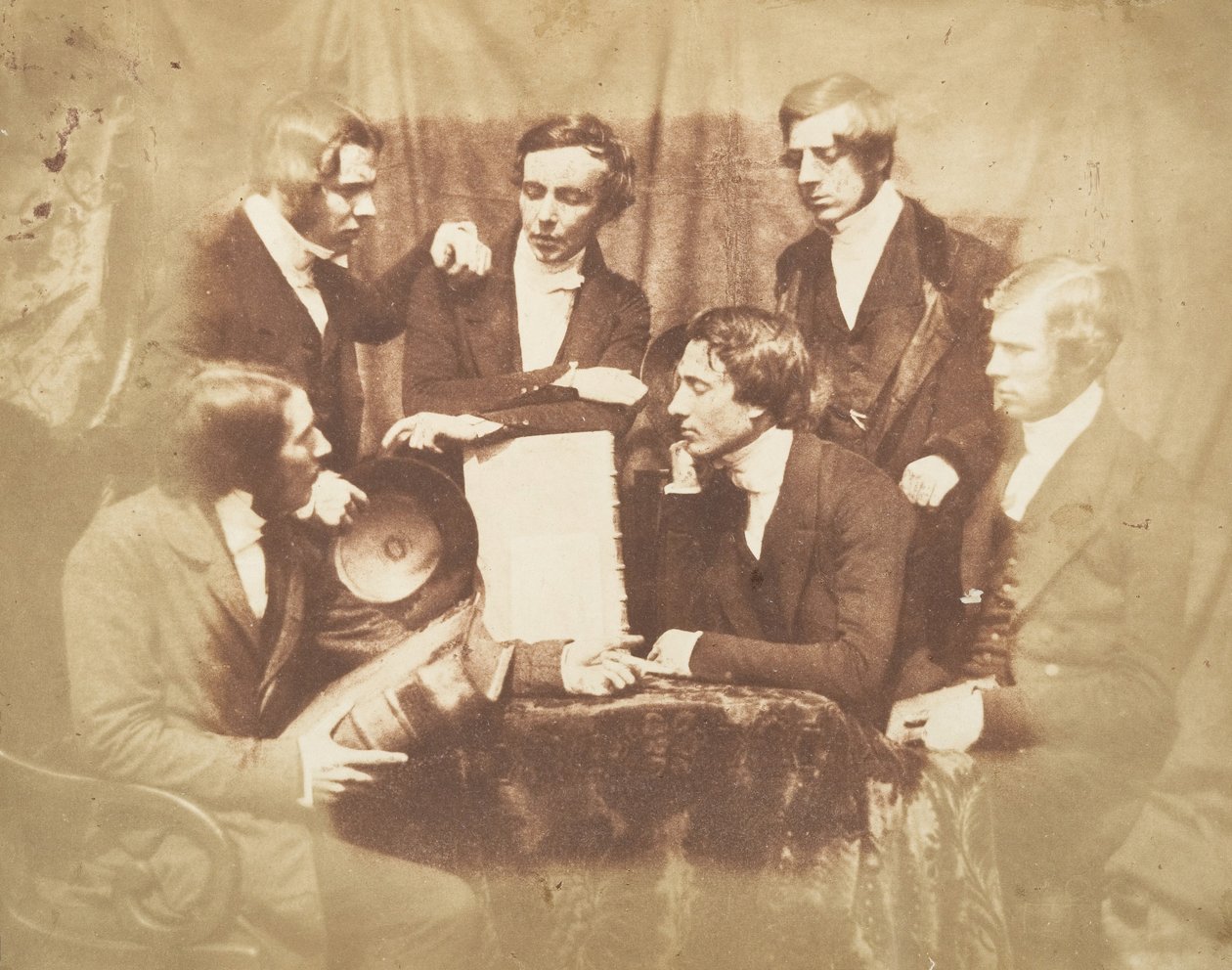 Prof. Fraser, pastor Welsh, pastor Hamilton och tre andra män, 1843-47. Skapare: David Octavius Hill, Robert Adamson, Hill & Adamson. av Hill and Adamson