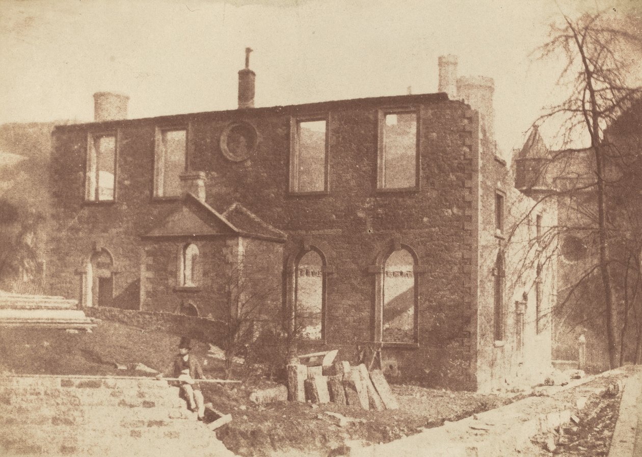 Lady Glenorchys kapell under rivning, på platsen för Waverley Station av David Octavius Hill and Robert Adamson