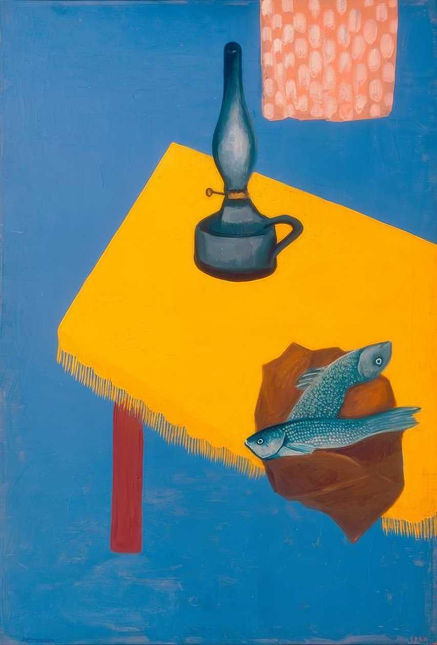 Stilleben med lampa och pinnar av David Petrowitsch Sterenberg