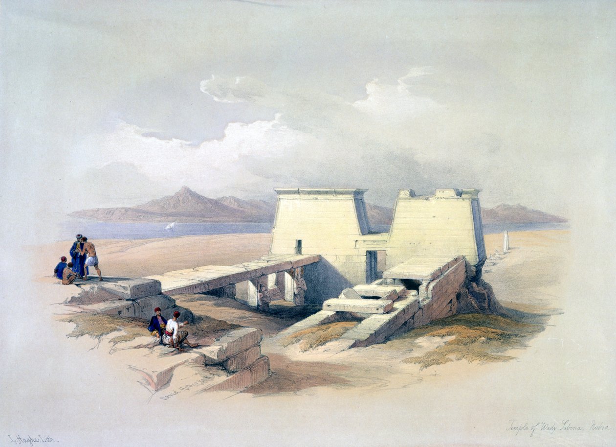 "Tempelet Wady Saboua, Nubia", 1800-talet av David Roberts, Louis Haghe
