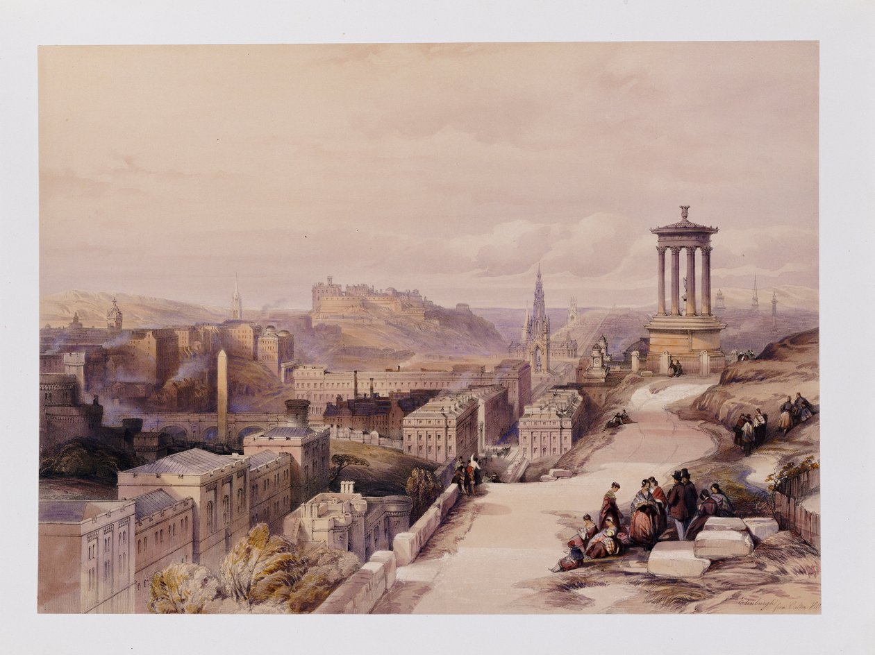 A View of Edinburgh, från "Scotland Delineated in a Series of Views av J.M.W. Turner, David Roberts, Etc.", ca 1850 av David Roberts