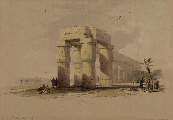 At Luxor, Thebe, Upper Egypt, från "Egypt and Nubia", Vol.1 (litho) av David Roberts