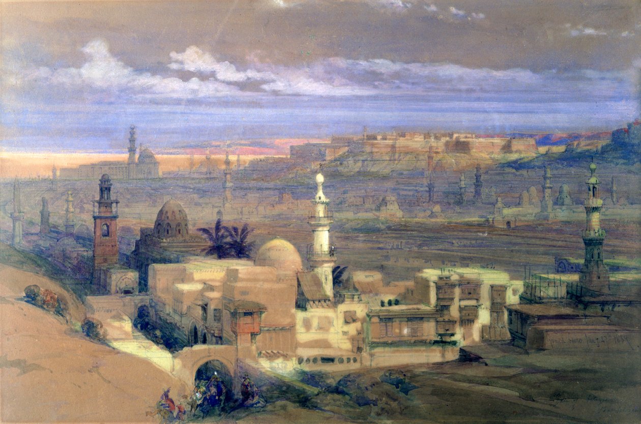 Kairo från porten till Citizenib, med utsikt mot Suezöknen, 1800-talet av David Roberts