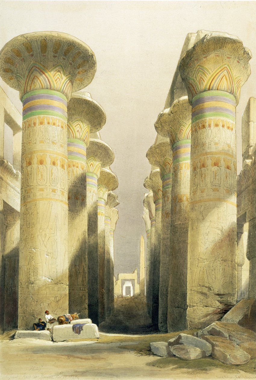 Central Avenue of the Great Hall of Columns, Karnak, från Egypten och Nubia, Vol.1 av David Roberts