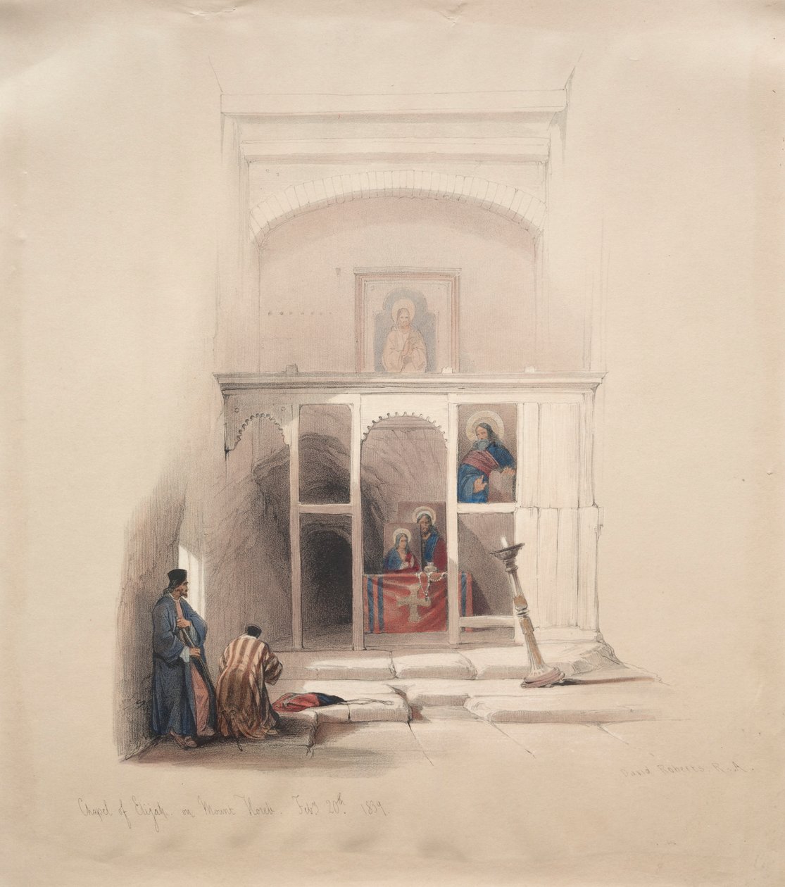 Elias kapell på berget Horeb, 1839. av David Roberts