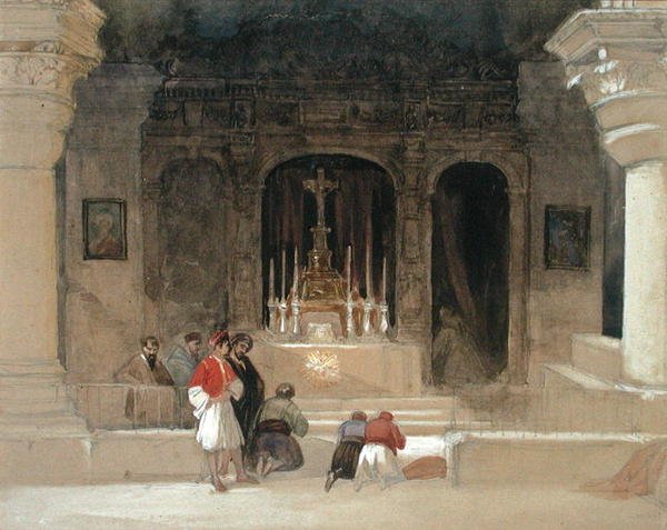 St. Helenas kapell, Heliga graven, Jerusalem, från "Det heliga landet" av David Roberts