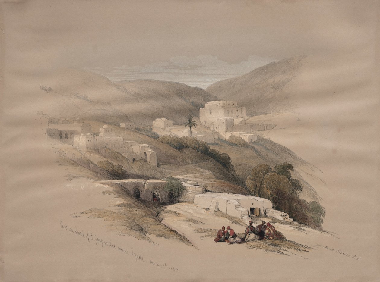 Christian Church of St. George at Ludd, forntida Lydda, 1839. av David Roberts