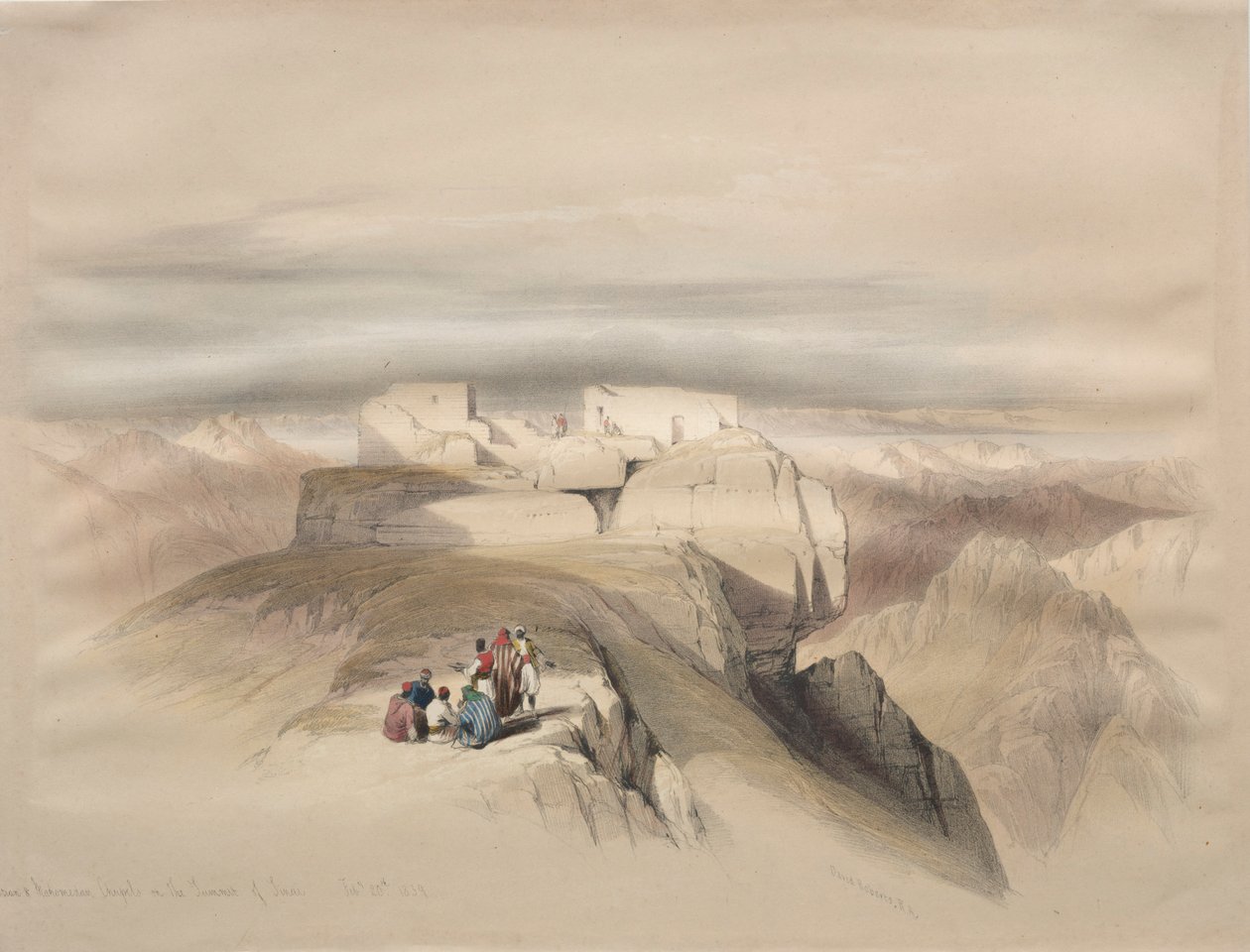 Christian och Mahomedans kapell på toppen av Sinai, 1839. av David Roberts