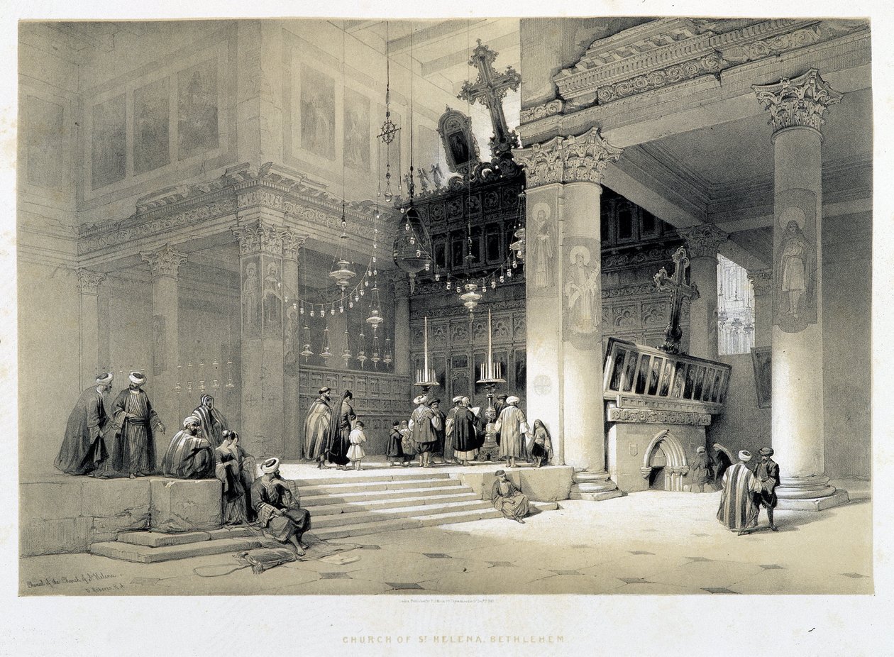 Church of Saint Helena, Betlehem (Bethlehem) - i "Det heliga landet", London 1849 av David Roberts
