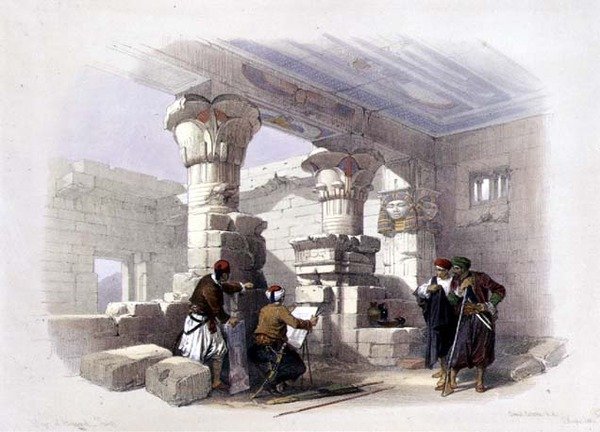Deir Al-Madinah, Thebe, från "Egypt and Nubia", Vol.1 (litho) av David Roberts