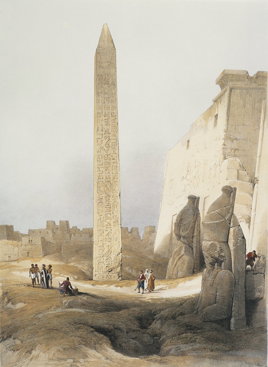 Egypten, Obelisk vid templet i Luxor, gravyr av David Roberts av David Roberts