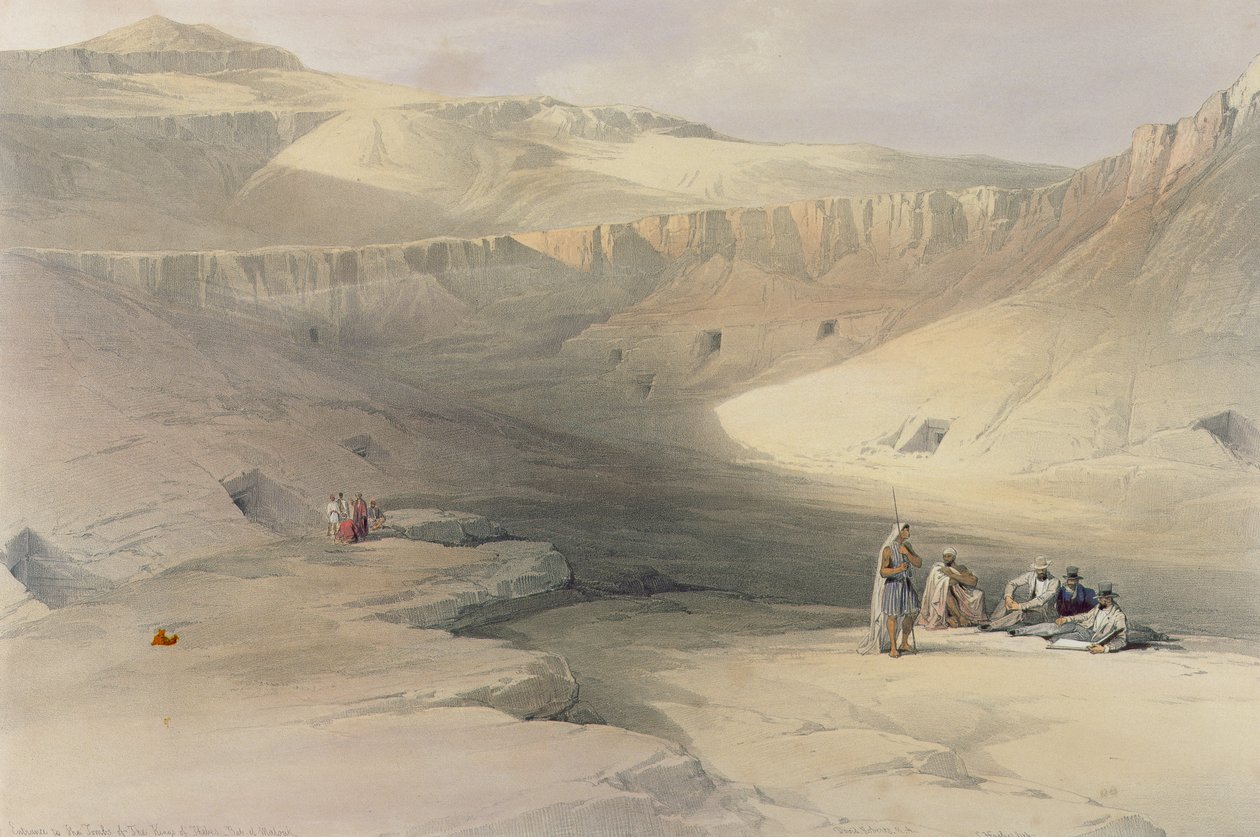 Ingången till kungarnas dal, från "Egypten och Nubien", graverad av Louis Haghe (1806-85) av David Roberts