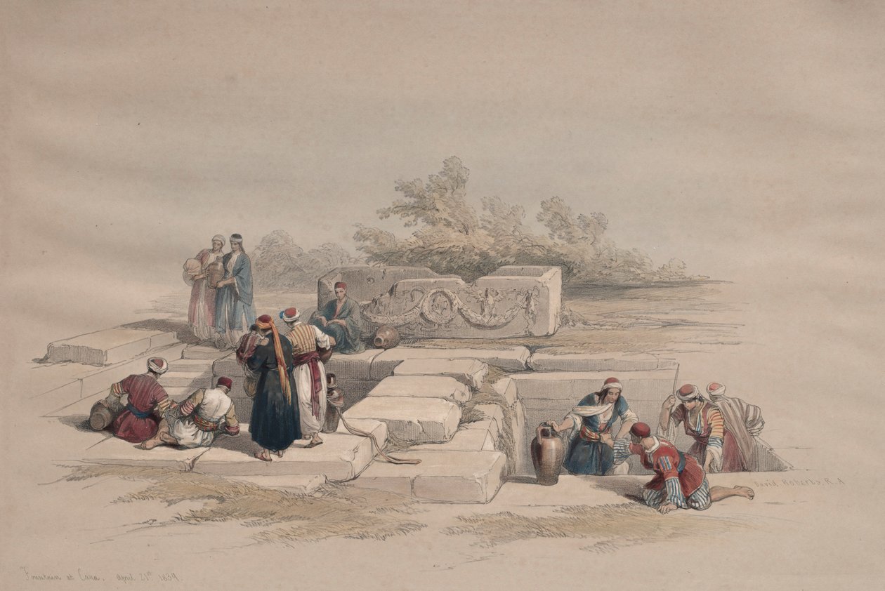 Fontän i Kana, 1839. av David Roberts