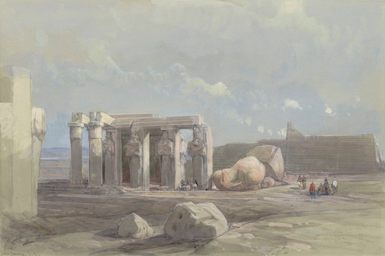 Fragment av en kolossalstaty vid Memnonium, Thebe av David Roberts