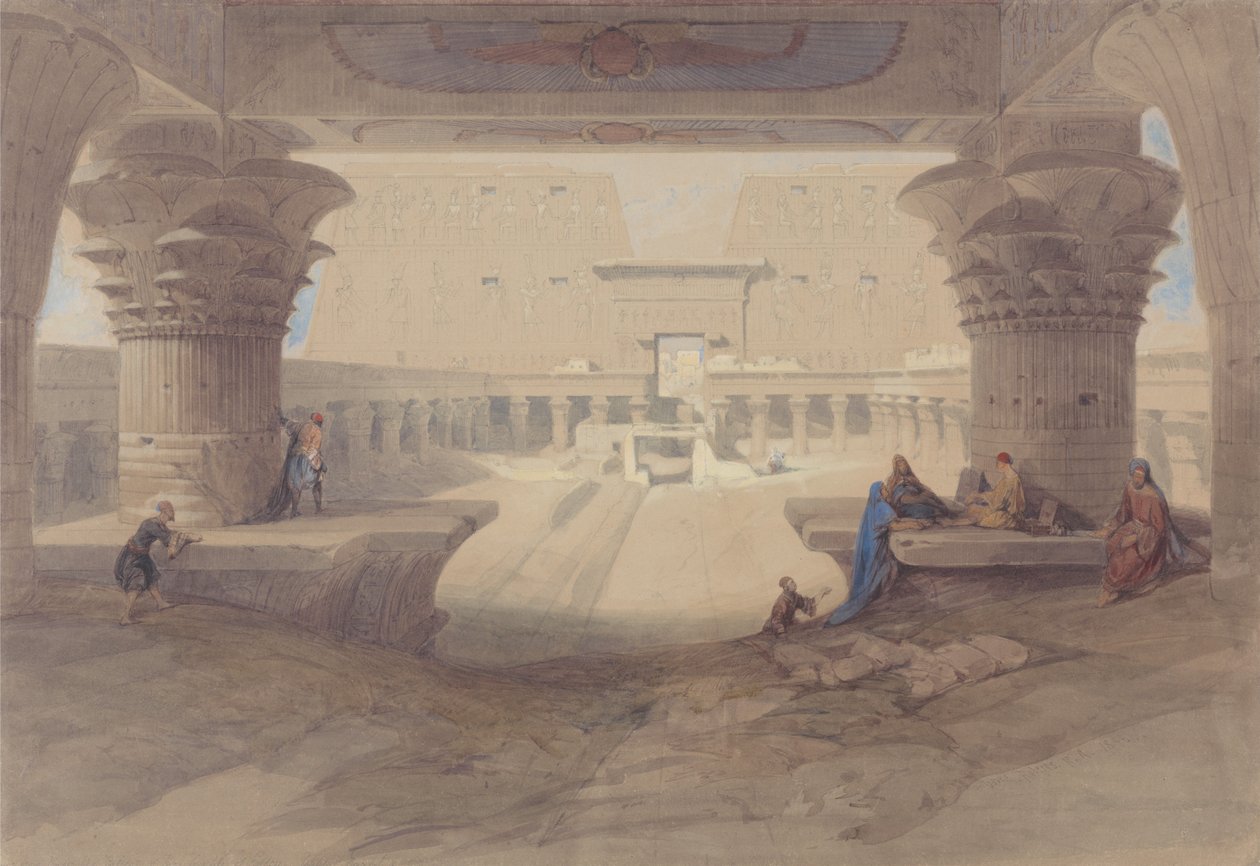 Under portiken vid templet i Edfu, Övre Egypten av David Roberts