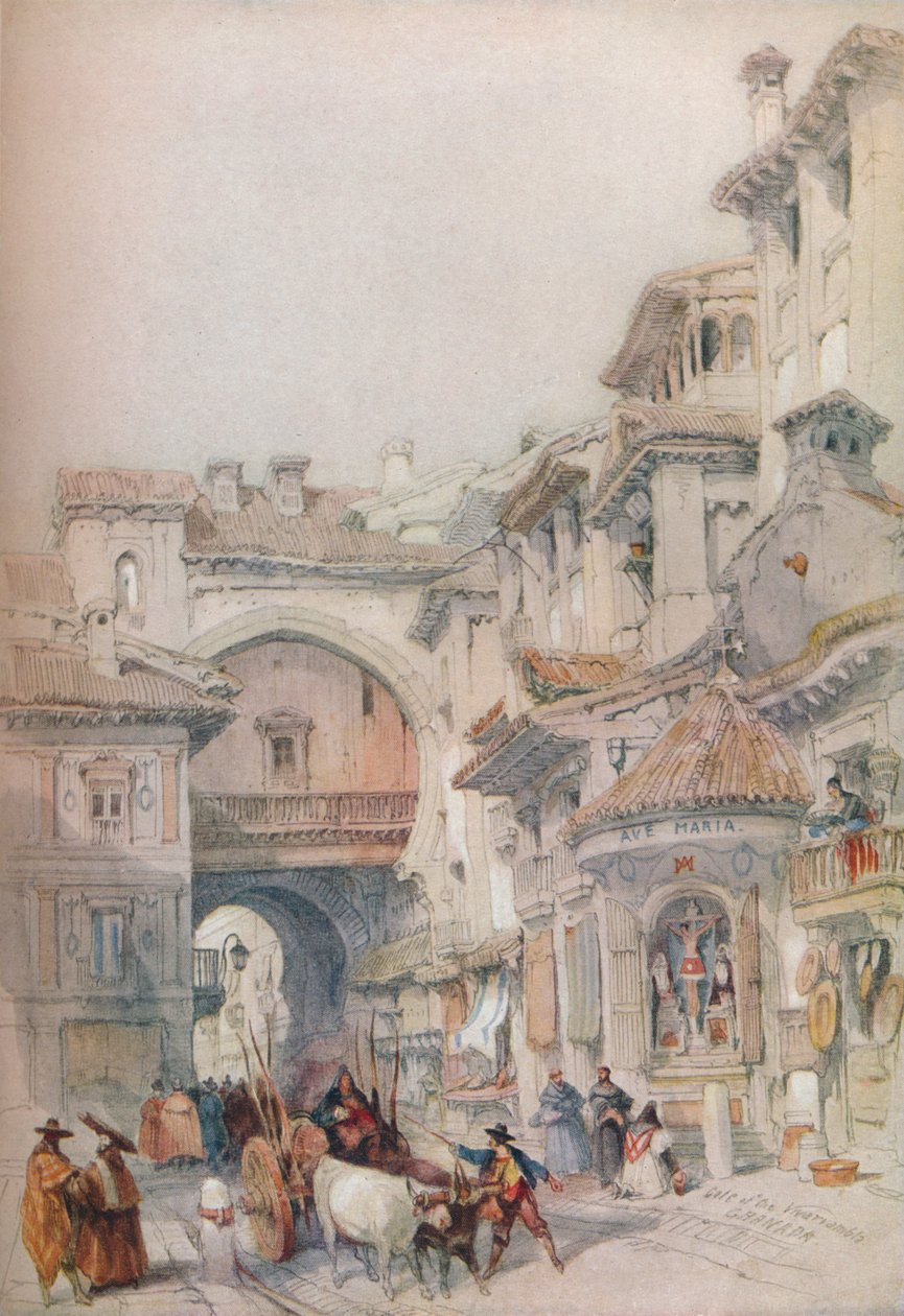 Porten till Vivarrambla, Granada, 1830-talet, 1930. av David Roberts