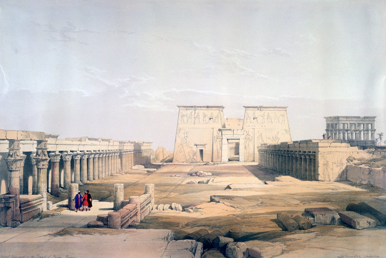 Grand Approach to the Temple of Philae, Nubia, 1800-talet av David Roberts