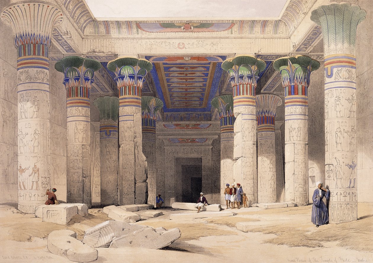 Stora portik av Philae-templet - Nubia, 1842-1849 av David Roberts