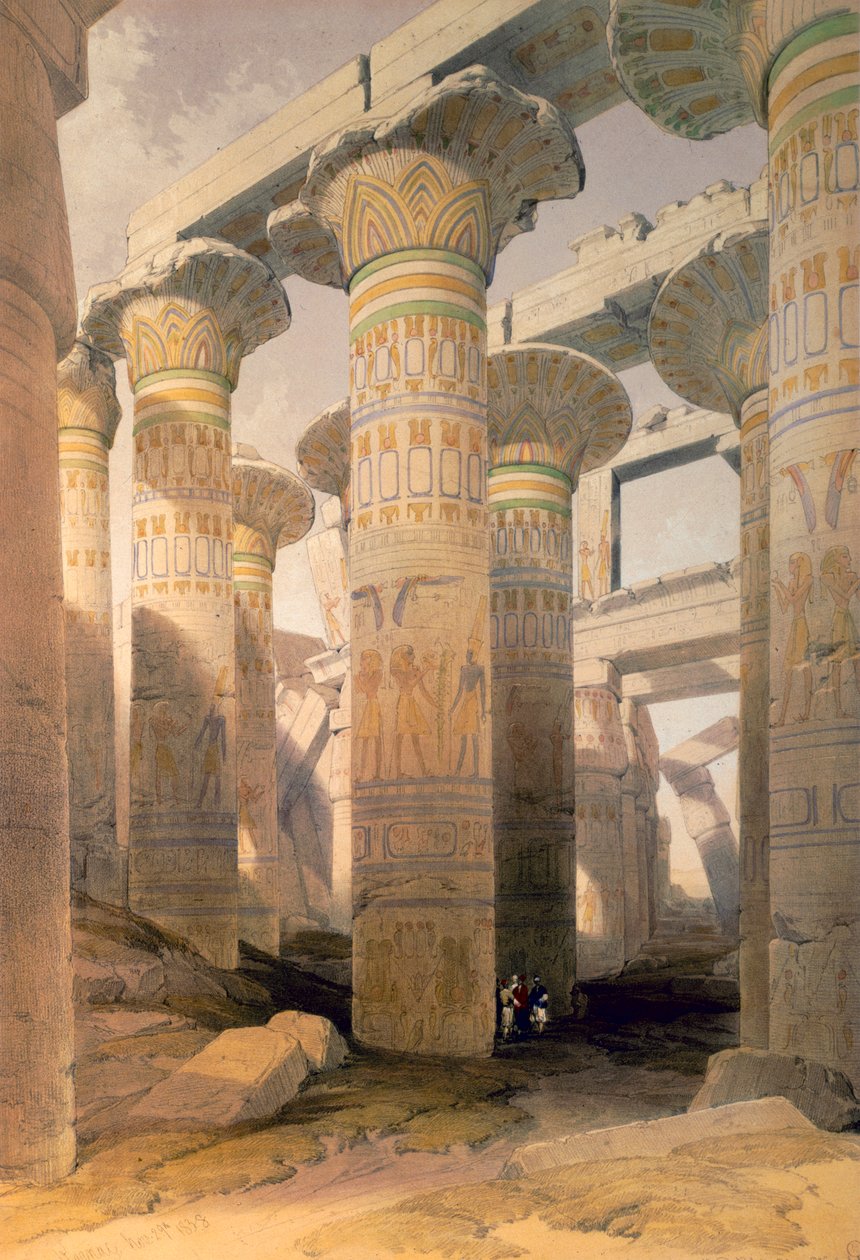 Hall of Columns, Karnak, Egypten, 1800-talet av David Roberts
