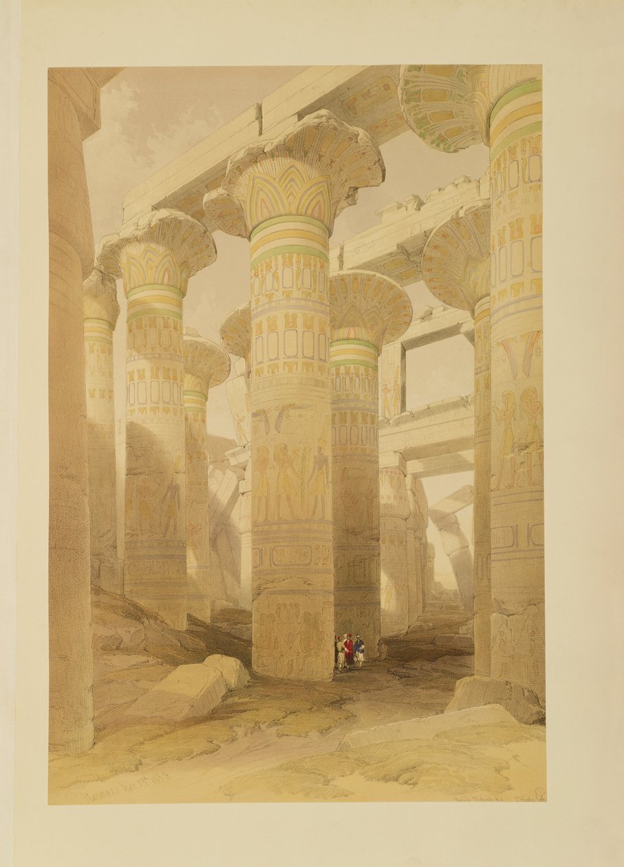 Pelarsalen, Karnak, från Egypten och Nubien, Vol.1 av David Roberts