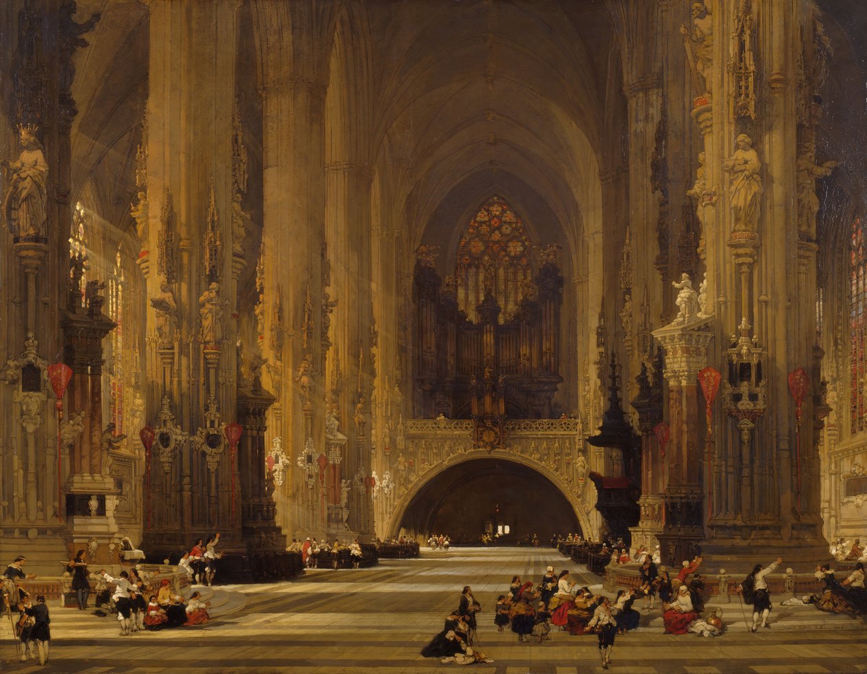 Interiör av St Stephen-katedralen, Wien, 1853 av David Roberts