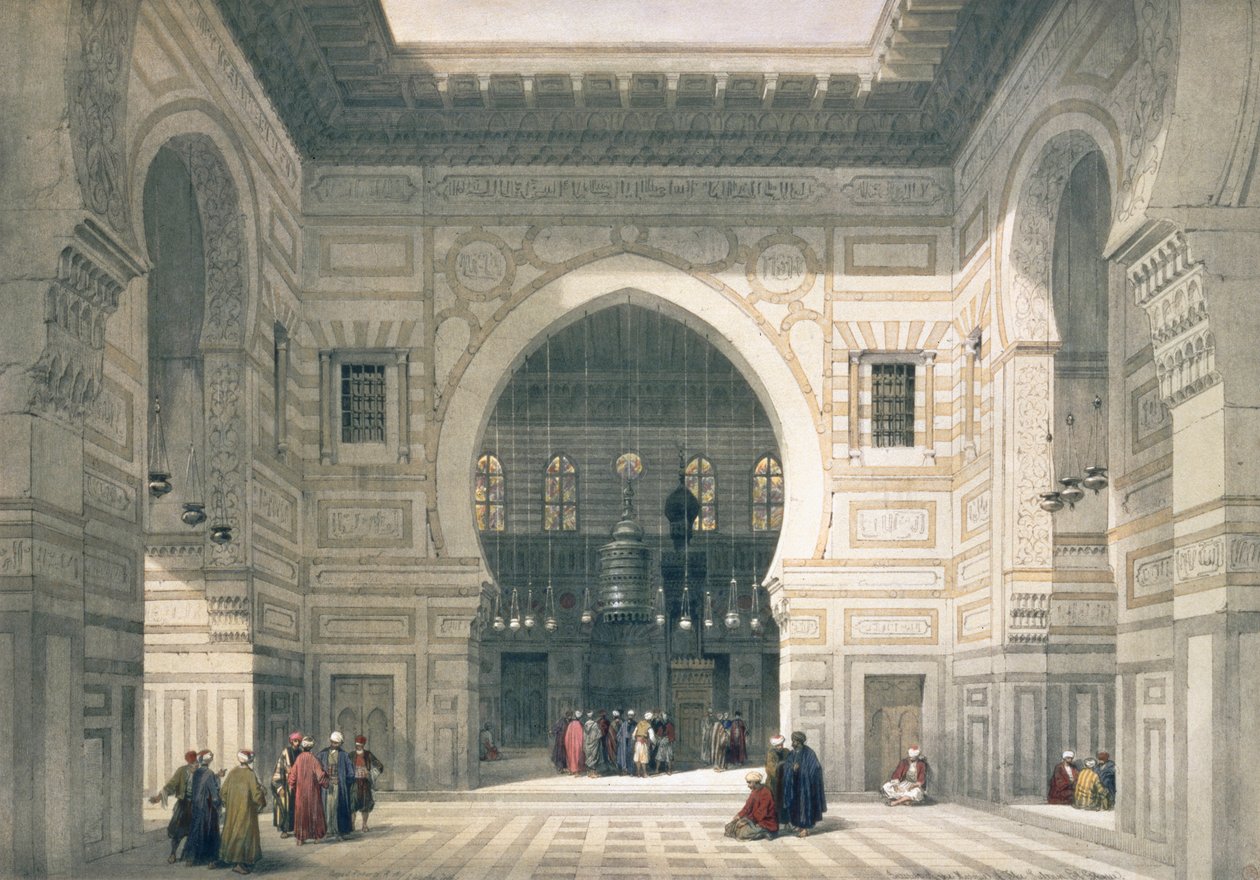 Interiör av Sultan Hassans moské, Kairo, Egypten, 1800-talet av David Roberts