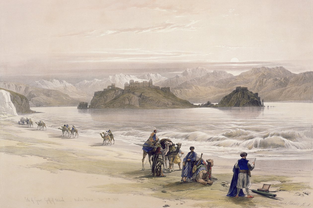 Isle of Graie, Gulf of Akabah, Arabia Petraea, 27 februari 1839, skylt 108 från volym III av 