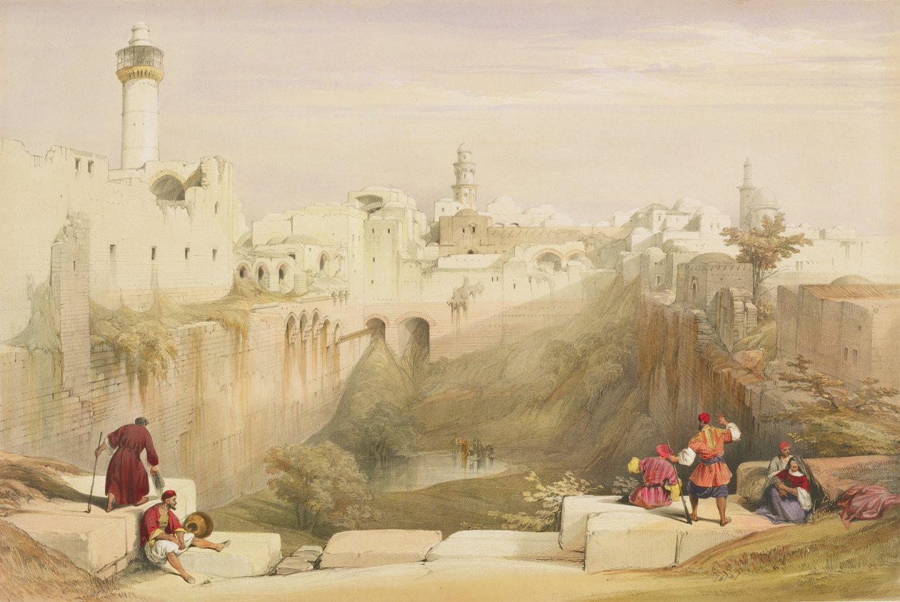 Jerusalem den 12 april 1839, tavla 12 från volym I av "The Holy Land", graverad av Louis Haghe (1806-85), publicerad i. 1842 av David Roberts