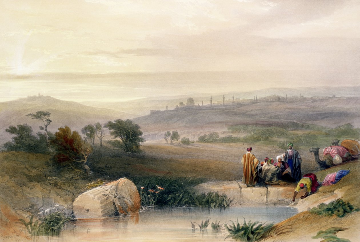 Jerusalem, april 1839, tavla 22 från volym I av "The Holy Land", graverad av Louis Haghe (1806-85), pub. 1842 av David Roberts