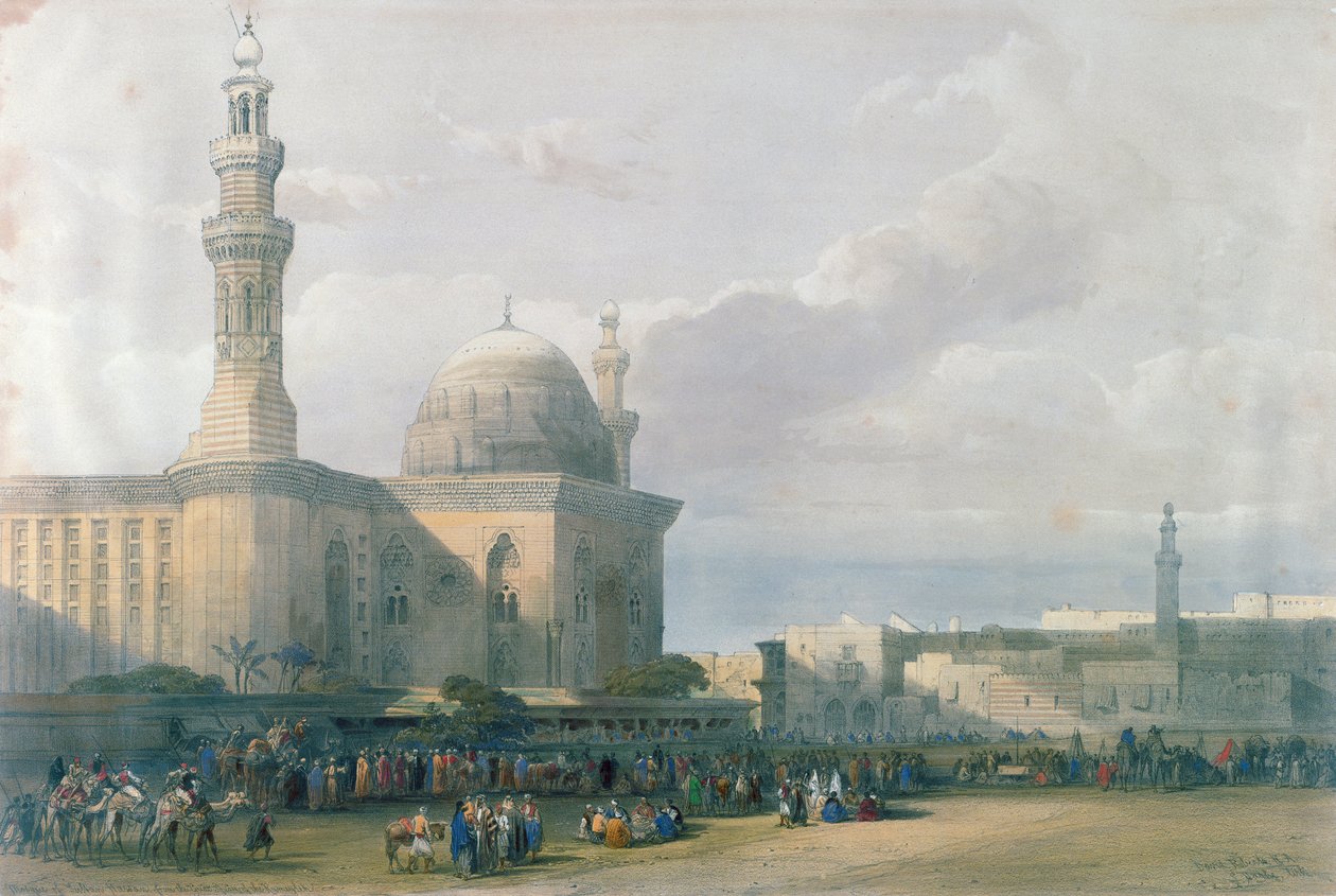 Sultan Hasans moské från Stora torget i Rumeyleh, Kairo, från Egypten och Nubien, Vol.3 av David Roberts