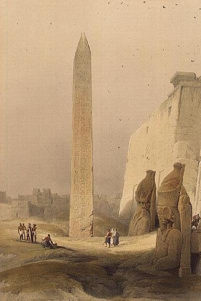 Obelisk i Luxor, från "Egypt and Nubia", Vol.1 (litho) av David Roberts