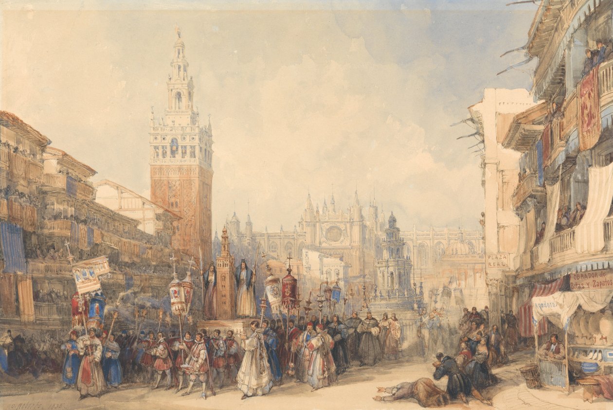 Plaza Real och processionen av David Roberts