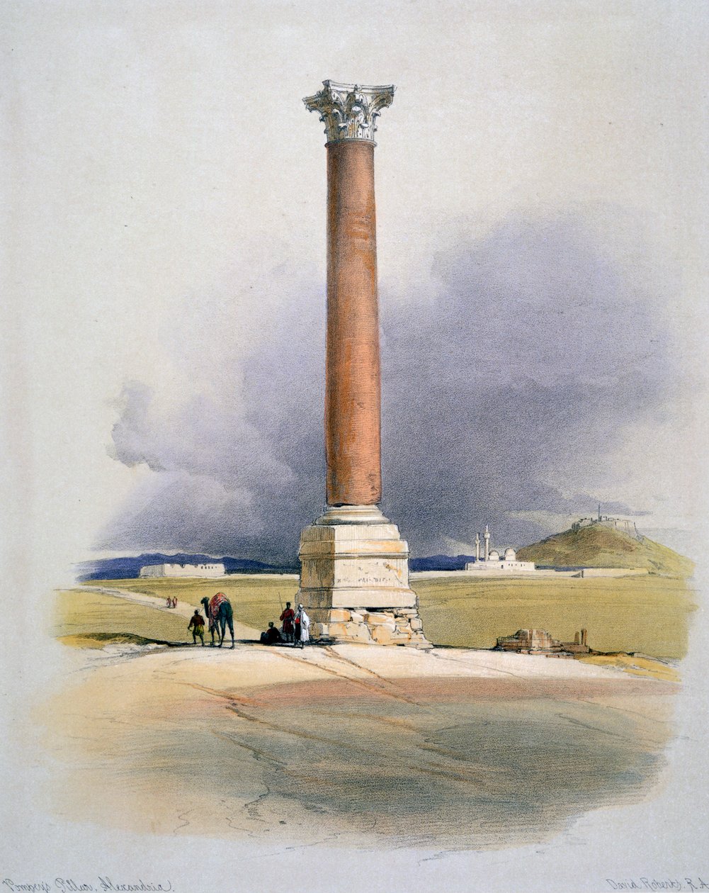 Pompeys pelare, Alexandria, 1800-talet av David Roberts