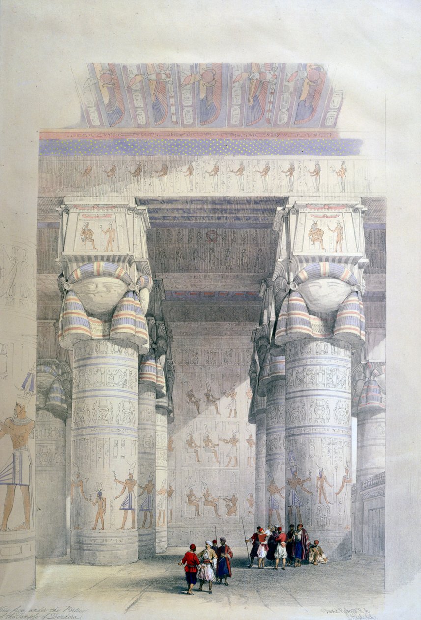 Portik av Denderas tempel, 1800-talet av David Roberts