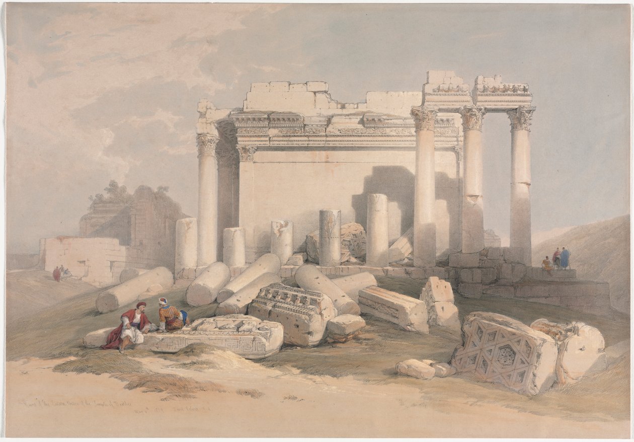 Ruinerna av den östra portiken av Baalbec-templet av David Roberts