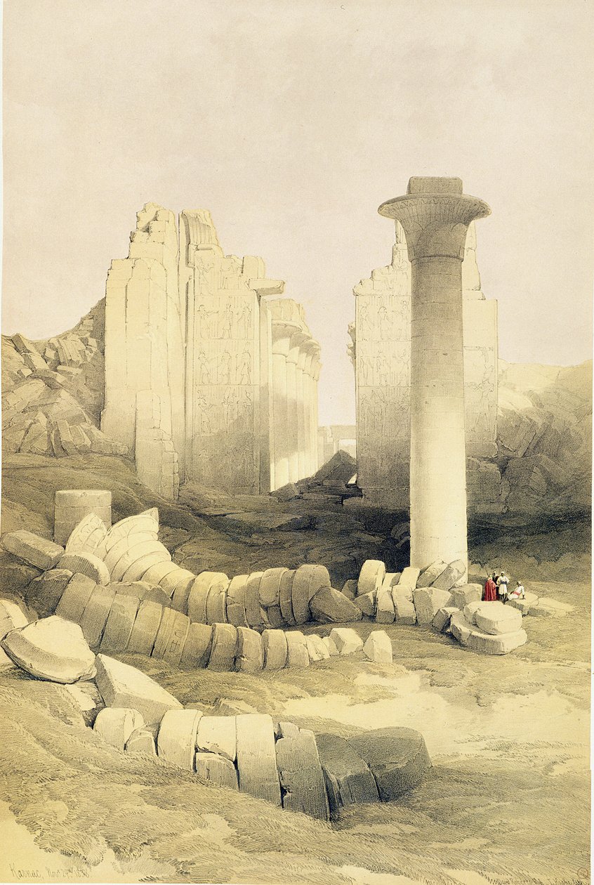 Dromos eller Central Hall of the Great Temple of Amun, Karnak, från Egypten och Nubia, Vol.2 av David Roberts