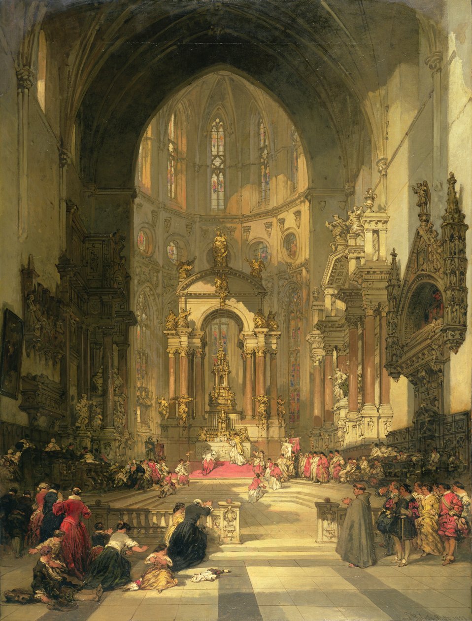 Högaltaret i kyrkan SS. Giovanni e Paolo, Venedig (akvarell på papper) av David Roberts