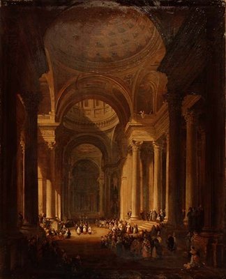 Interiören i katedralen i St. Genevieve, Paris av David Roberts