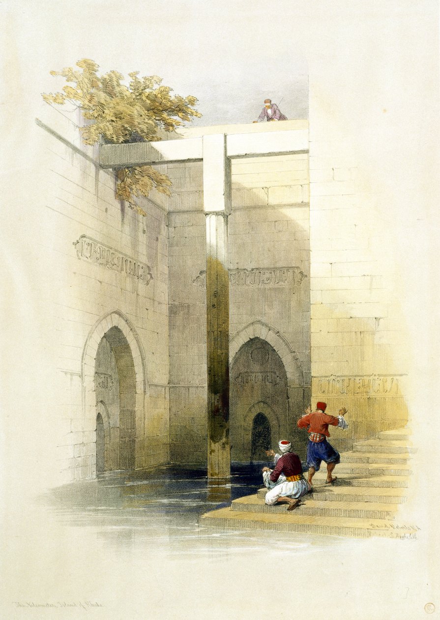 Nileometern på Al-Rawdah Island, Kairo, från Egypten och Nubia, Vol.3 av David Roberts