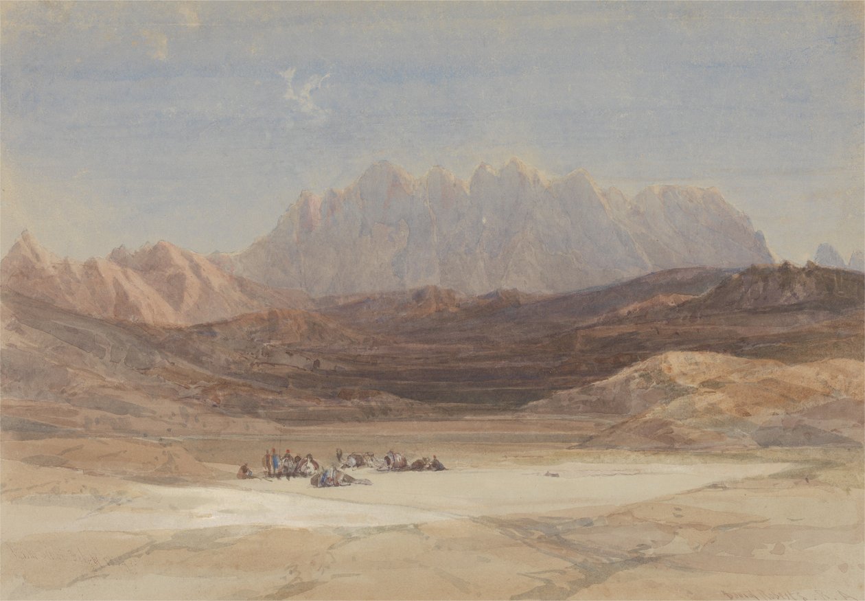 El Raheh-slätten, berget Sinai av David Roberts