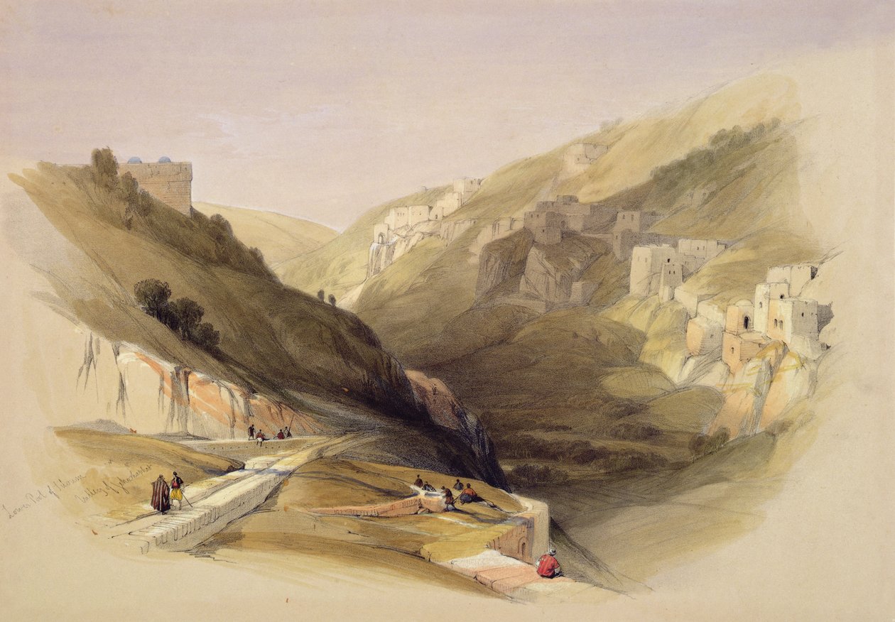 The Pool of Siloam, från volym II av "Det heliga landet"; graverad av Louis Haghe (1806-85) publicerad i London, 1842 (färg litho) av David Roberts