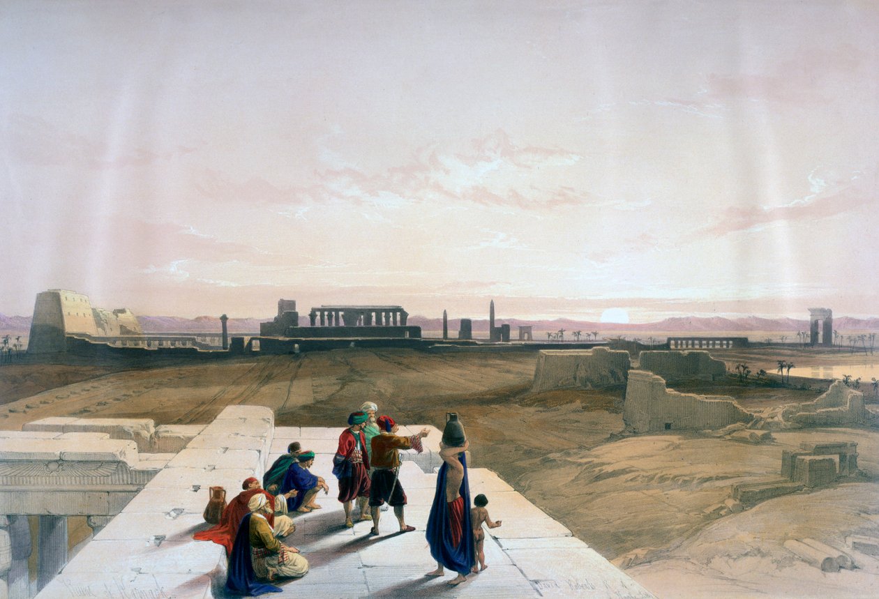 Ruinerna av Karnak från väst, 1800-talet av David Roberts