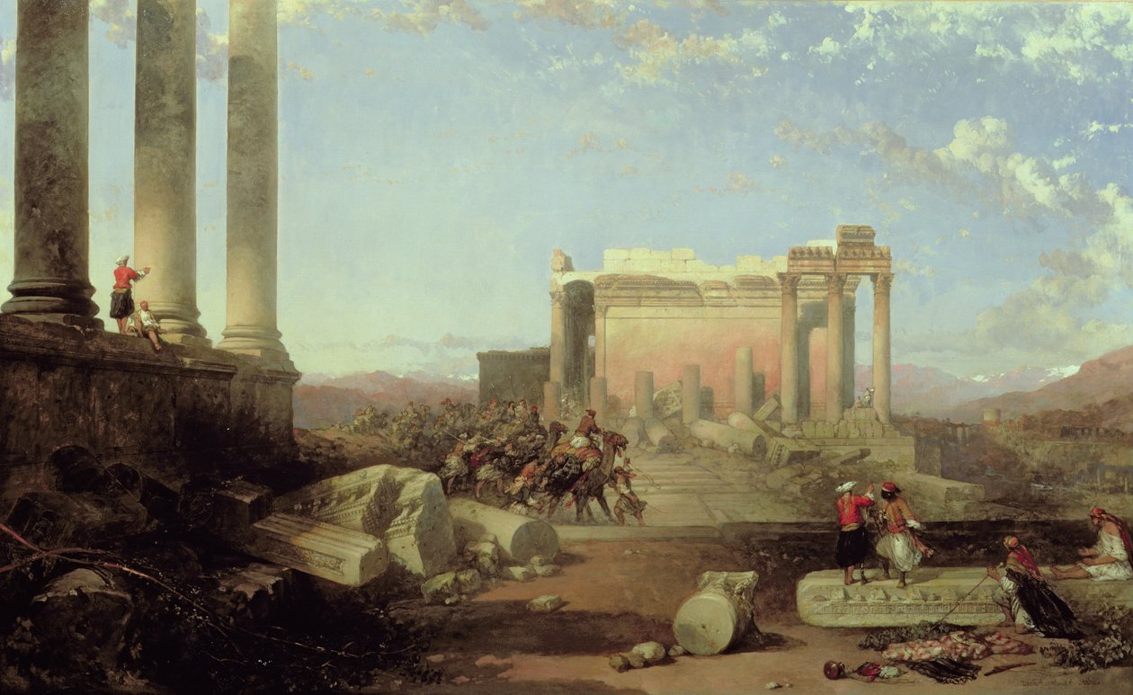 Ruinerna av solens tempel i Baalbec, 1861 av David Roberts