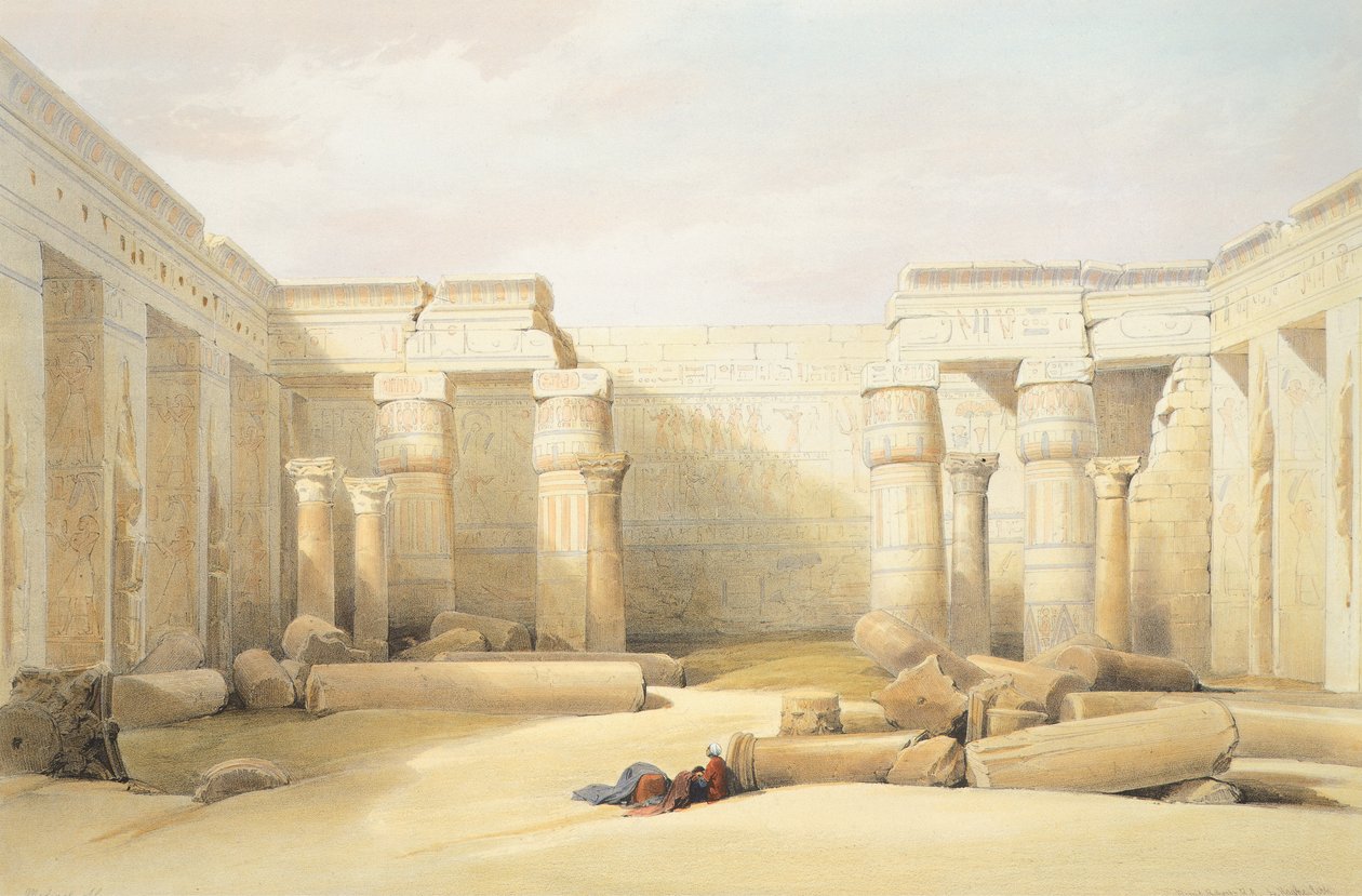 Templet av Medinet Abu i Tebe, av David Roberts, gravyr av David Roberts