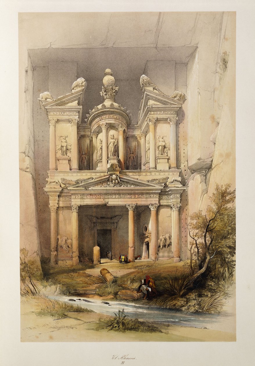 Skattkammaren - El Khasne, från "The Holy Land"-serien, 1842-1849 av David Roberts