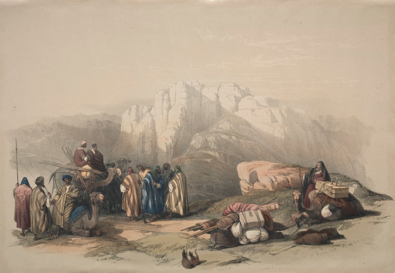 Arons grav, toppen av berget Horeb, 1839. av David Roberts