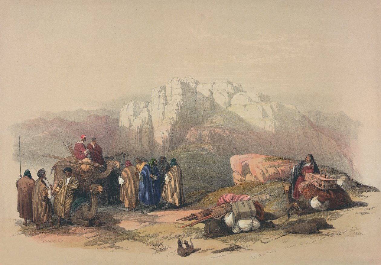 Arons grav, från "Det heliga landet", graverat av Louis Haghe (1806-85) av David Roberts