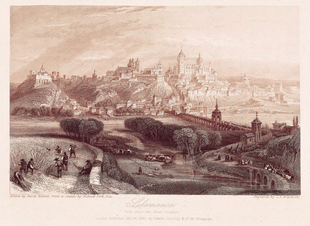 Utsikt över Salamanca, Spanien, gjord av David Robert (1796-1864) under sin resa 1837 av David Roberts