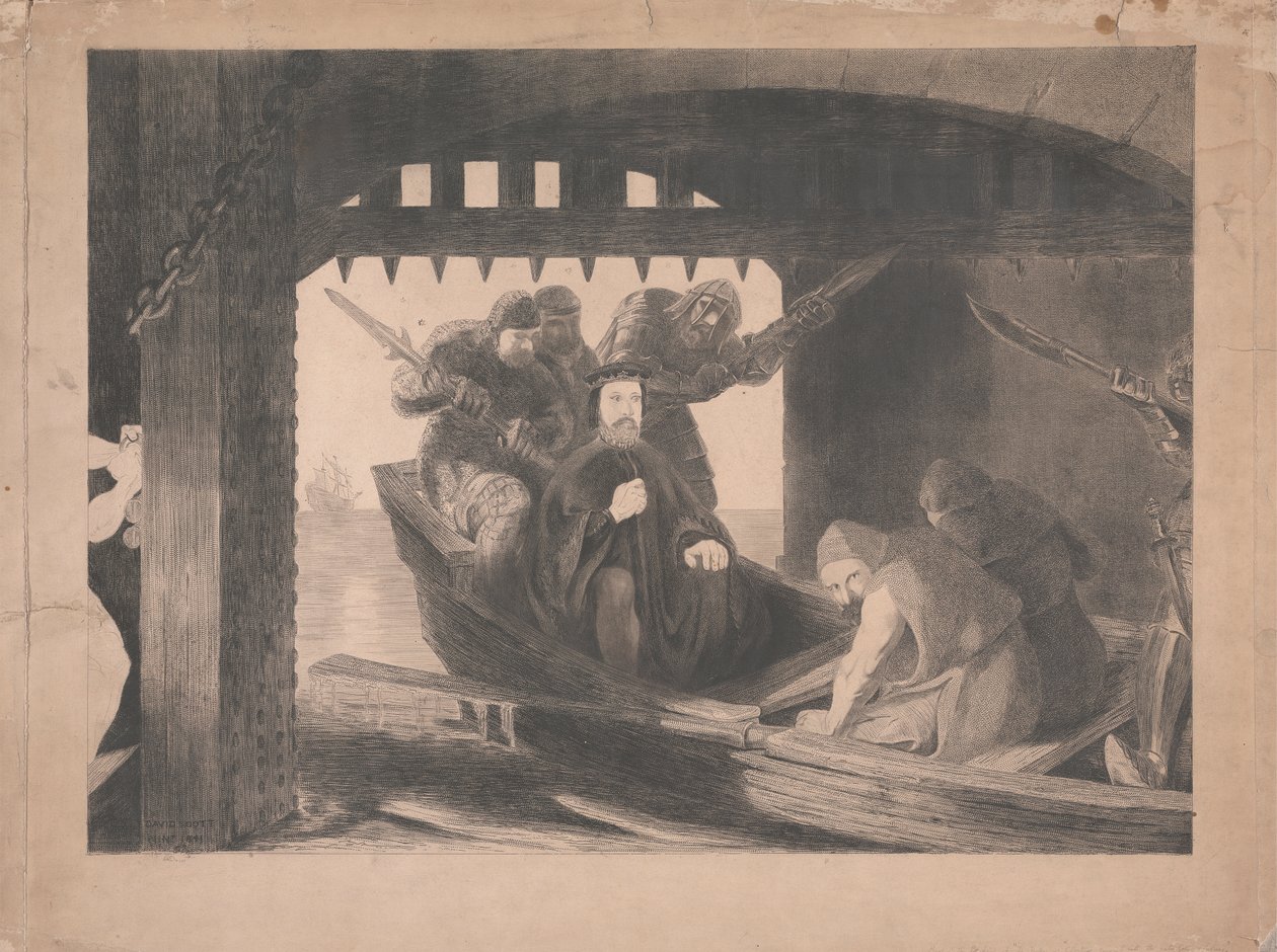 Hertigen av Gloucester togs in i vattenporten i Calais, 1380 av David Scott