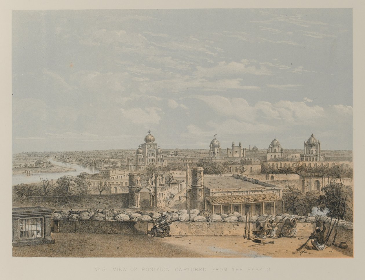 Vy över position fångad från rebellerna, Lucknow av David Scott Lieutenant Colonel (after) Dodgson